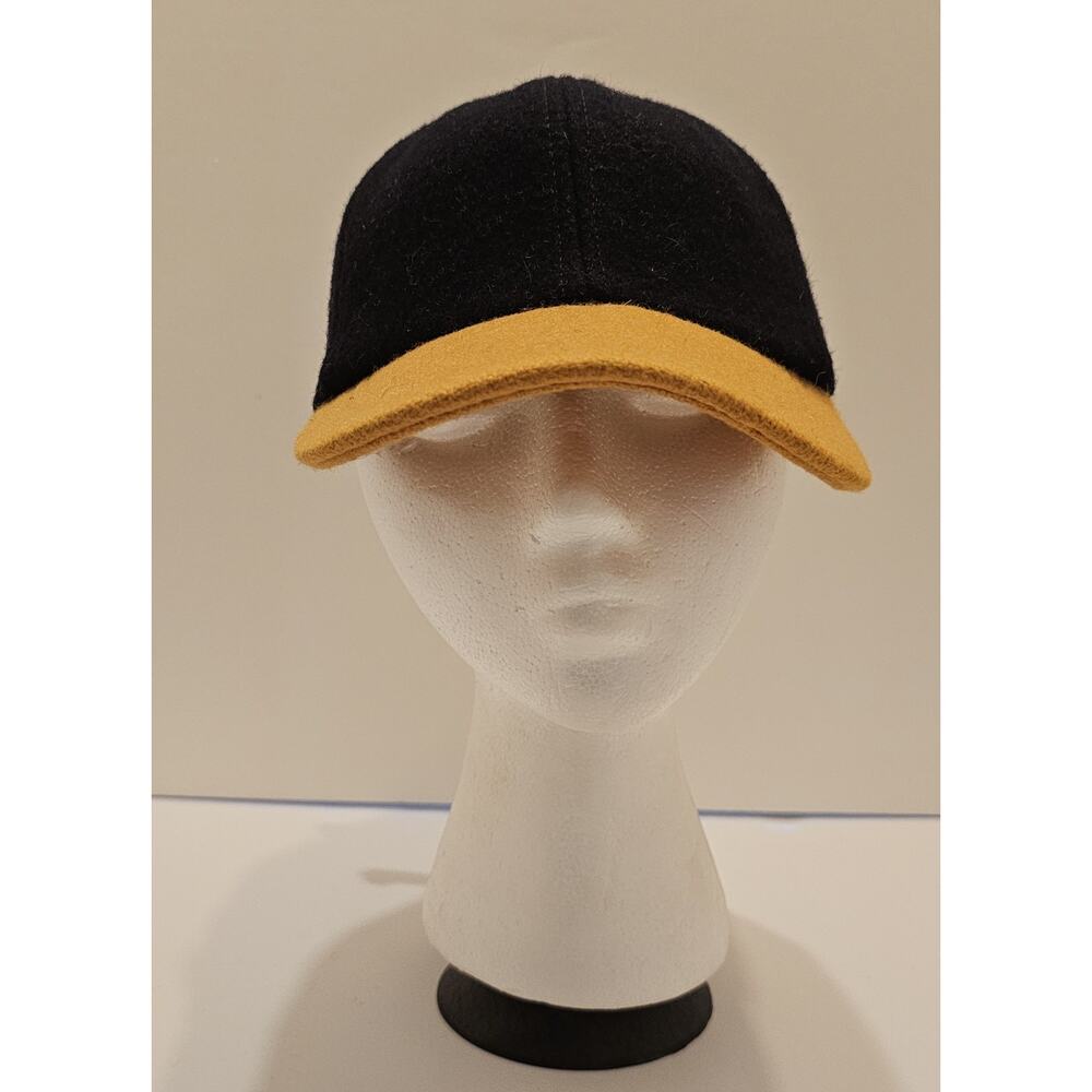 Vintage J. Crew Navy Blue/Yellow Wool Panel Hat Cap USA Union Made Sz.‎ S/M.